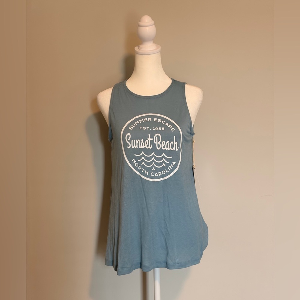 Lagaci Blue Tank Top with White Print